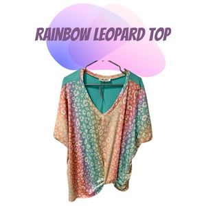 NWT Holly Harper Rainbow 🌈 Leopard 🐆 Shirt